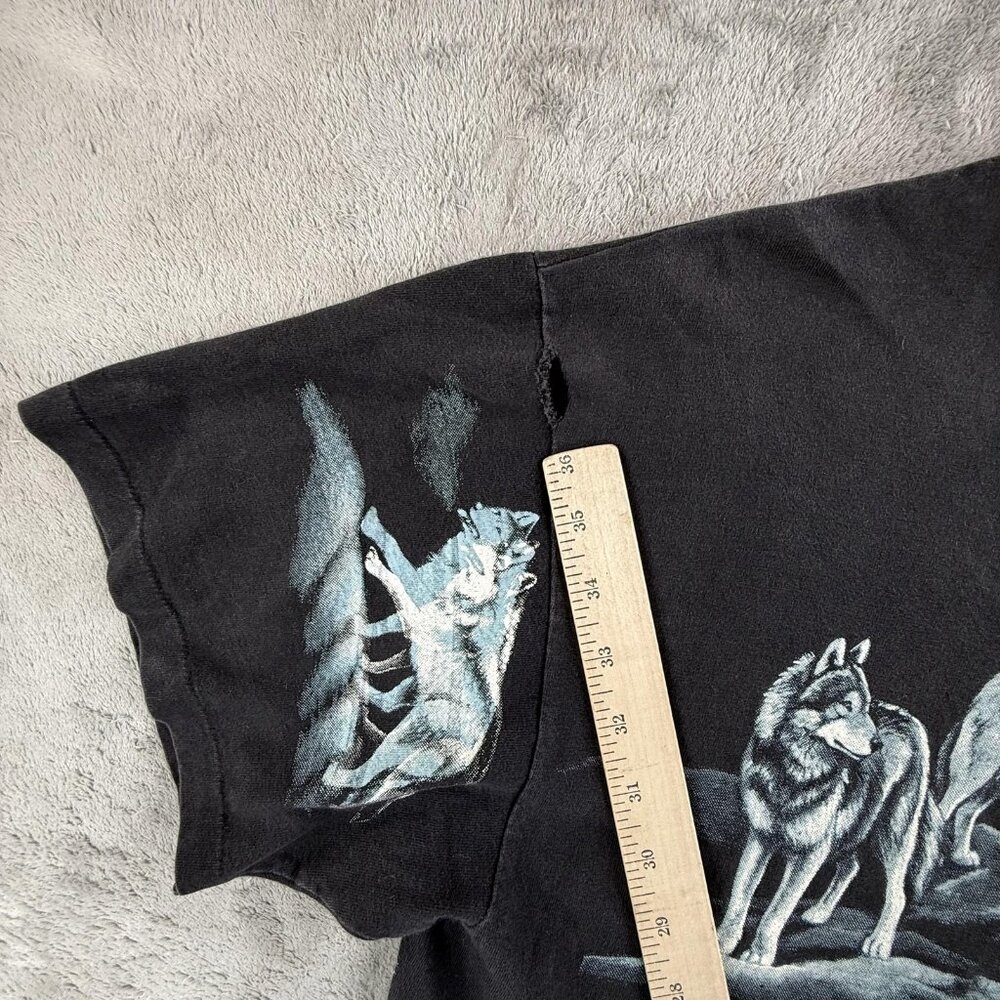 Vintage Wolf Pack Shirt Mens Large Black Graphic Hanes Beefy-T Nancy Blauer 90s - Picture 5 of 14